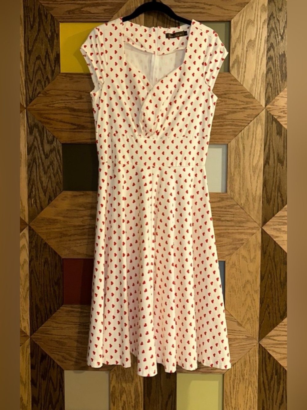Gown Town Swing Dress Womens White Red Hearts 50’s Inspired Retro Fit & Flare Lg - Picture 2 of 9